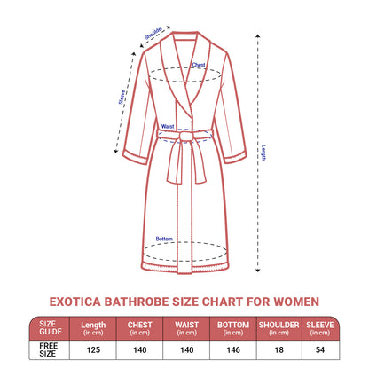 Exotica 100% Cotton Extra Large Bath Robe, 350 GSM, Solid, Multi