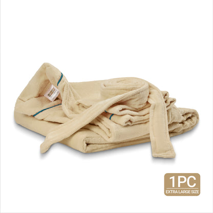 Exotica 100% Cotton Extra Large Bath Robe, 350 GSM, Solid, Light Brown