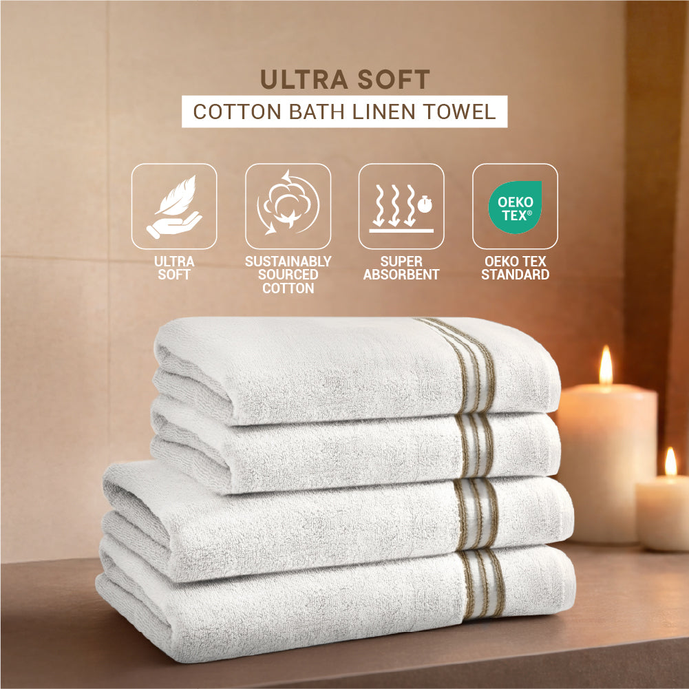 Swift Flow 100% Cotton Bath Towel, 500 GSM, Solid, White