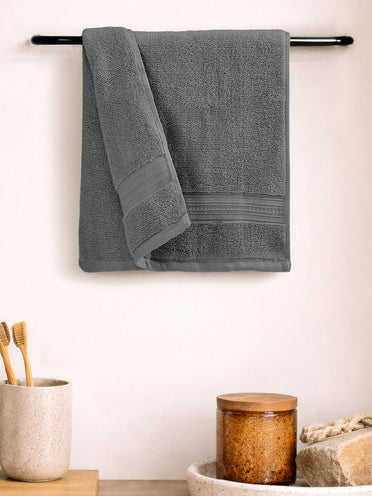 Opulent 100% Cotton Hand Towel, 550 GSM, Solid, Dark Grey