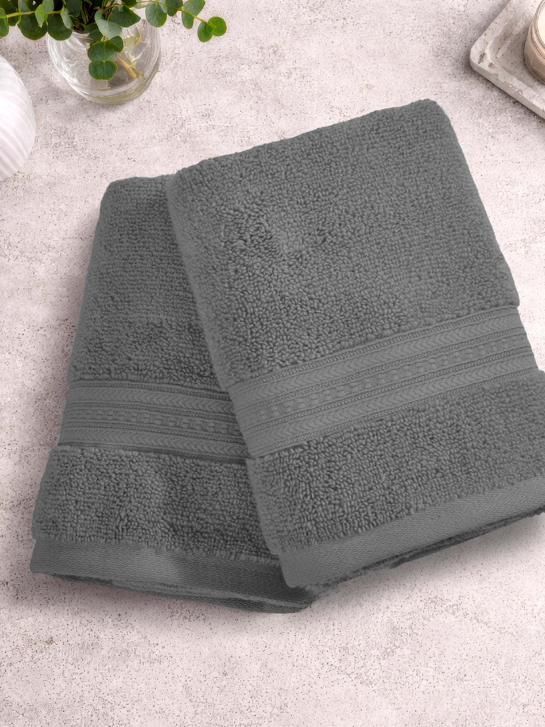 Opulent 100% Cotton Hand Towel, 550 GSM, Solid, Dark Grey