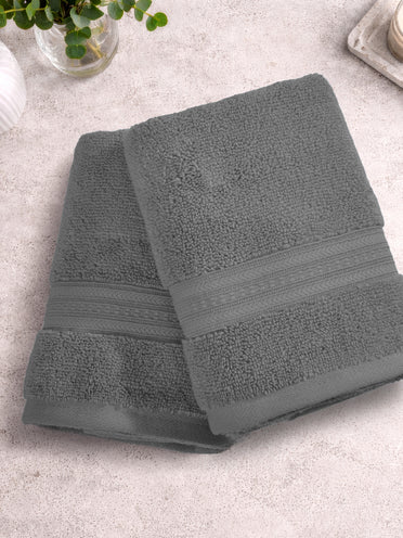 Opulent 100% Cotton Hand Towel, 550 GSM, Solid, Dark Grey