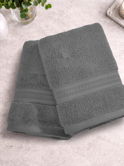 Opulent 100% Cotton Hand Towel, 550 GSM, Solid, Dark Grey