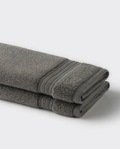 Opulent 100% Cotton Hand Towel, 550 GSM, Solid, Dark Grey