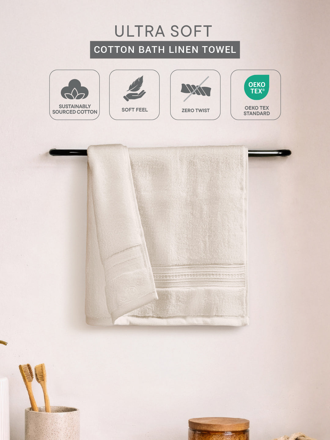 Opulent 100% Cotton Hand Towel, 550 GSM, Solid, Light Yellow