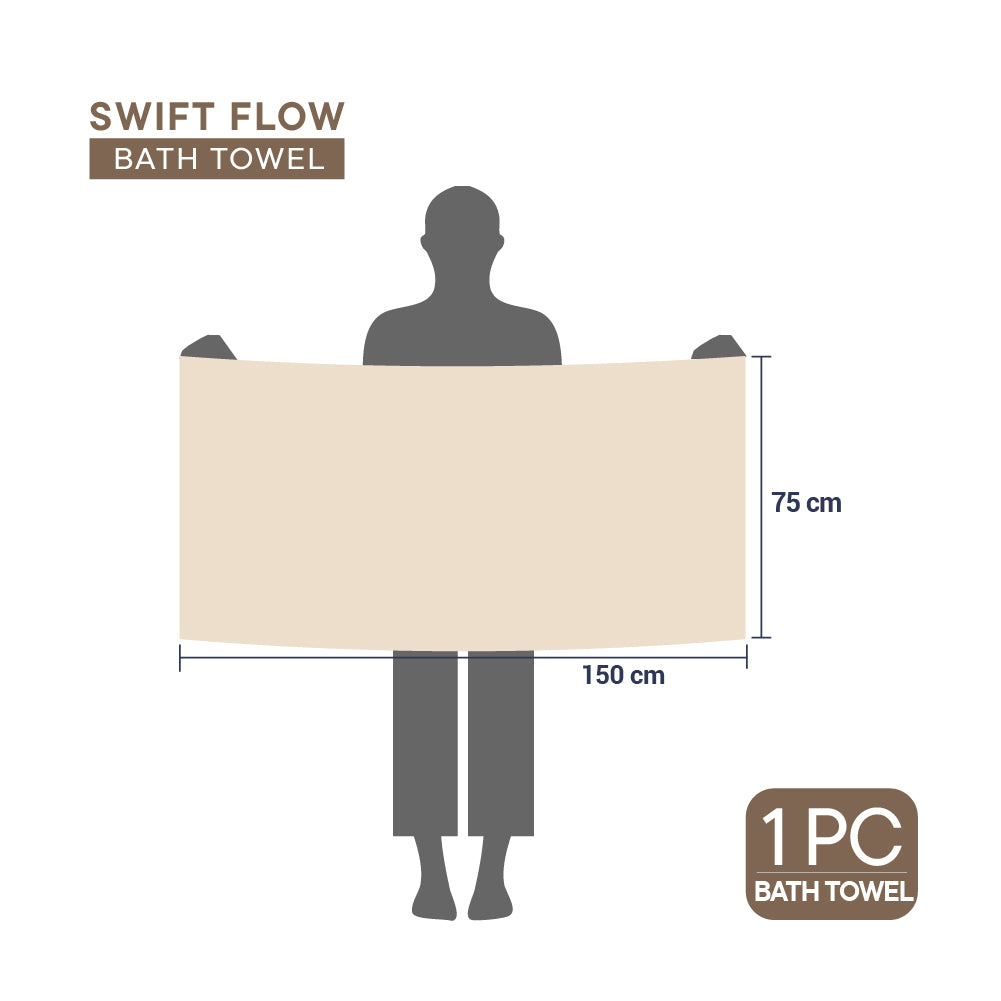 Swift Flow 100% Cotton Bath Towel, 500 GSM, Solid, Light Brown