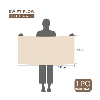 Swift Flow 100% Cotton Bath Towel, 500 GSM, Solid, Light Brown