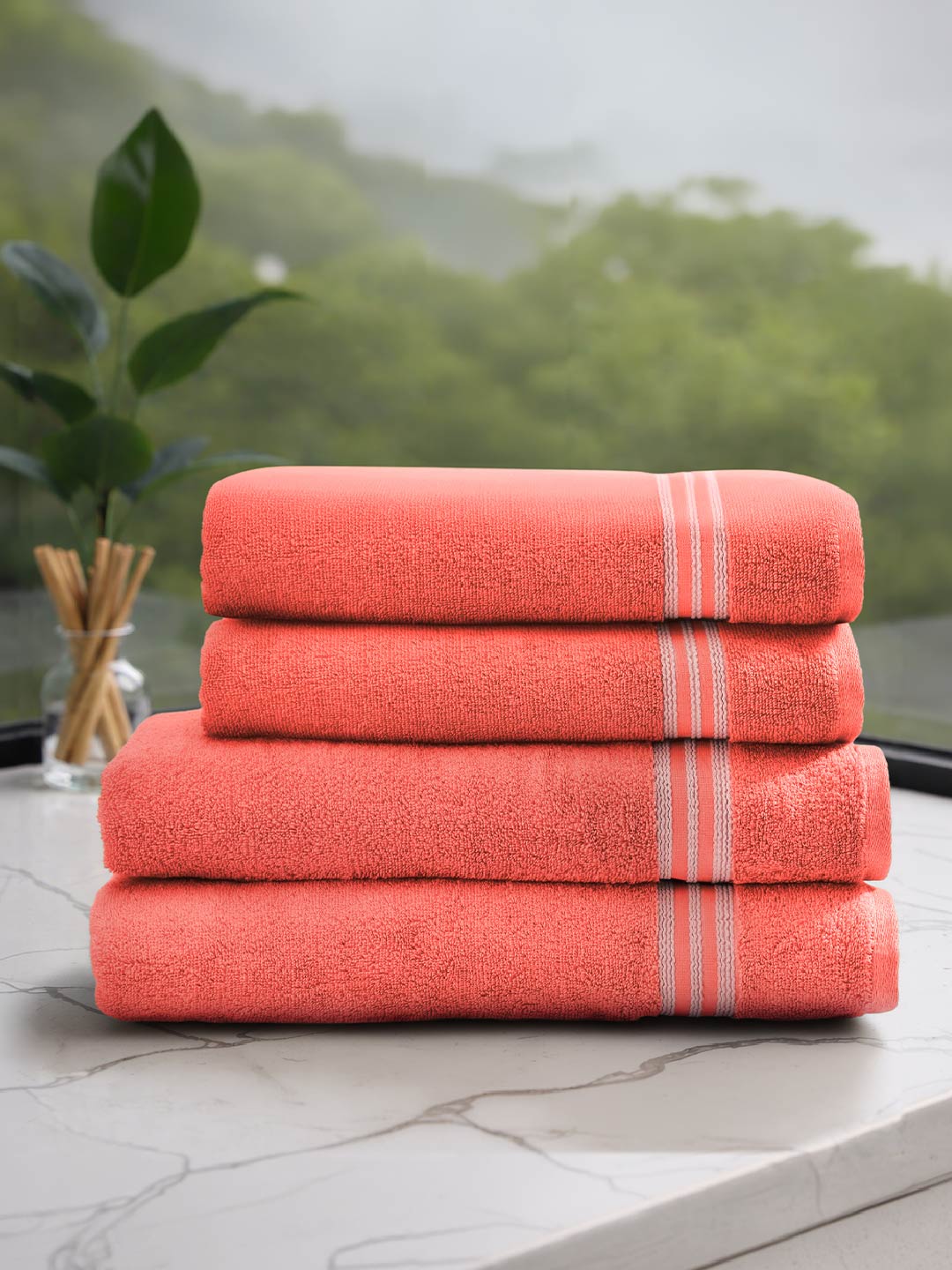 Swift Flow 100% Cotton Bath Towel, 500 GSM, Solid, Red