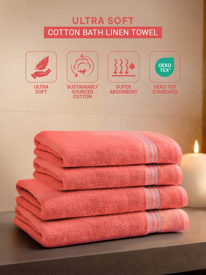 Swift Flow 100% Cotton Bath Towel, 500 GSM, Solid, Red