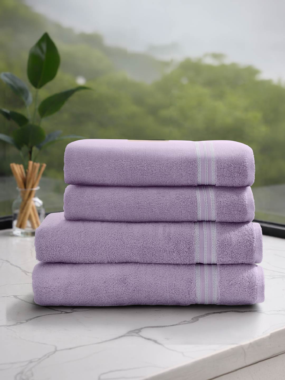 Swift Flow 100% Cotton Bath Towel, 500 GSM, Solid, Light Violet