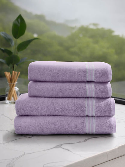 Swift Flow 100% Cotton Bath Towel, 500 GSM, Solid, Light Violet