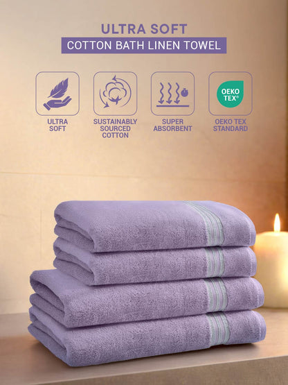 Swift Flow 100% Cotton Bath Towel, 500 GSM, Solid, Light Violet