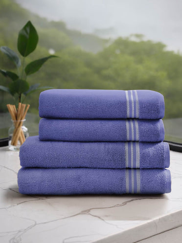 Swift Flow 100% Cotton Bath Towel, 500 GSM, Solid, Blue
