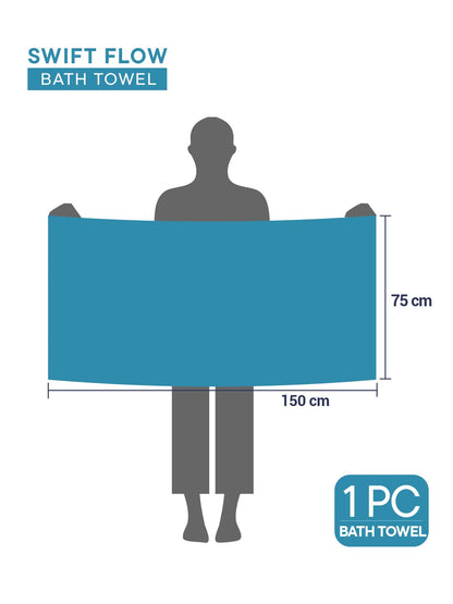 Swift Flow 100% Cotton Bath Towel, 500 GSM, Solid, Light Blue