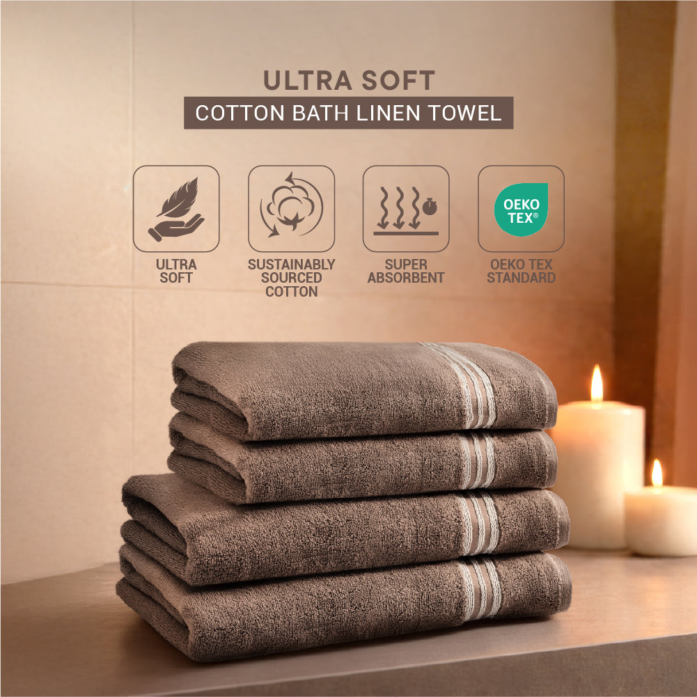 Swift Flow 100% Cotton Bath Towel, 500 GSM, Solid, Dark Brown