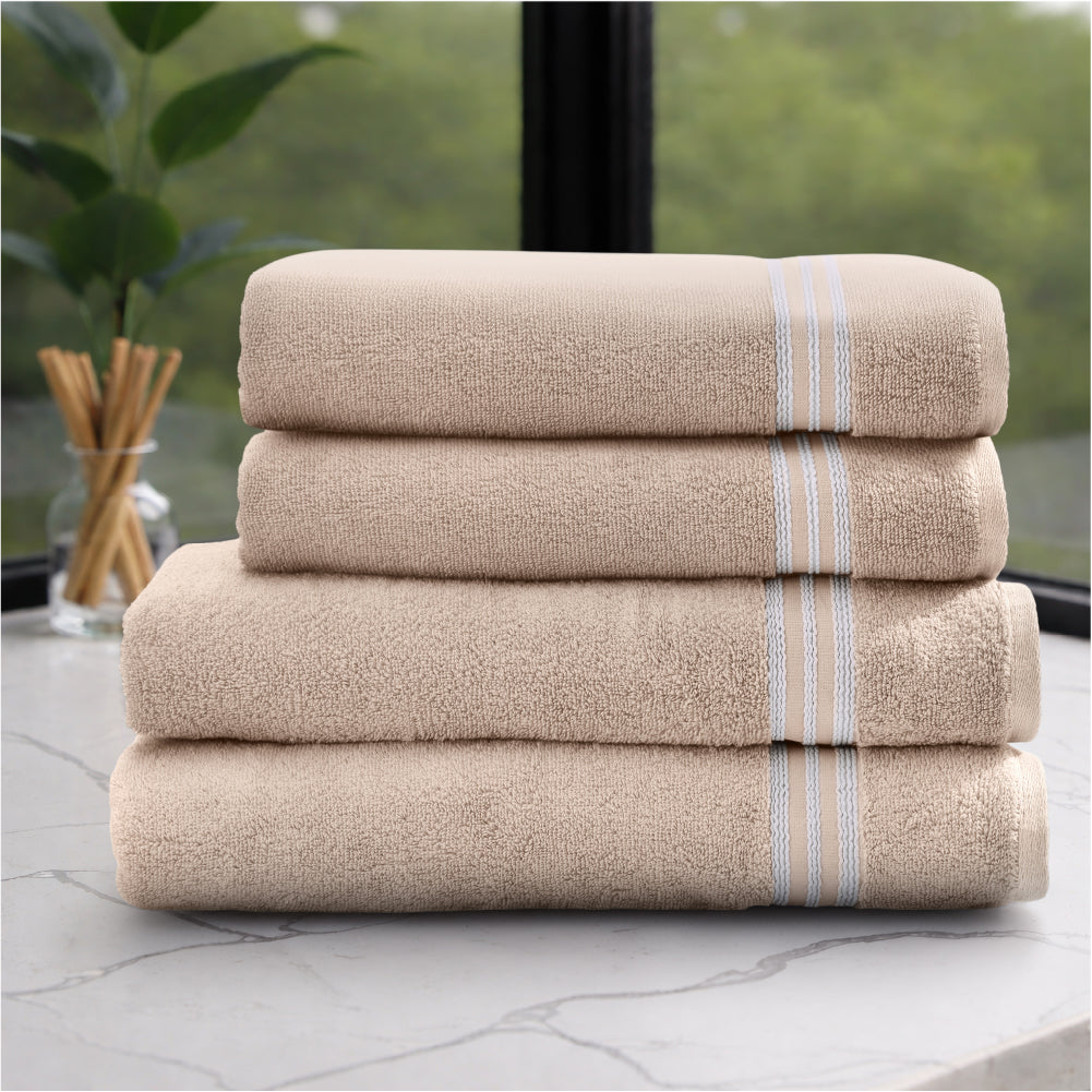 Swift Flow 100% Cotton Bath Towel, 500 GSM, Solid, Beige