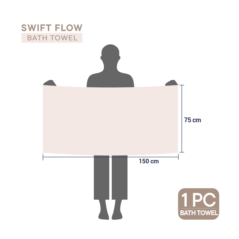 Swift Flow 100% Cotton Bath Towel, 500 GSM, Solid, Beige
