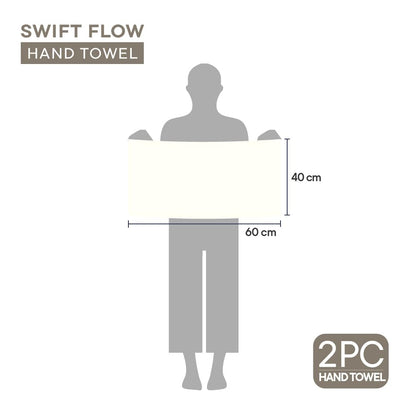 Swift Flow 100% Cotton Hand Towel, 500 GSM, Solid, White