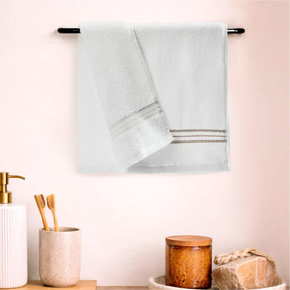 Swift Flow 100% Cotton Hand Towel, 500 GSM, Solid, White