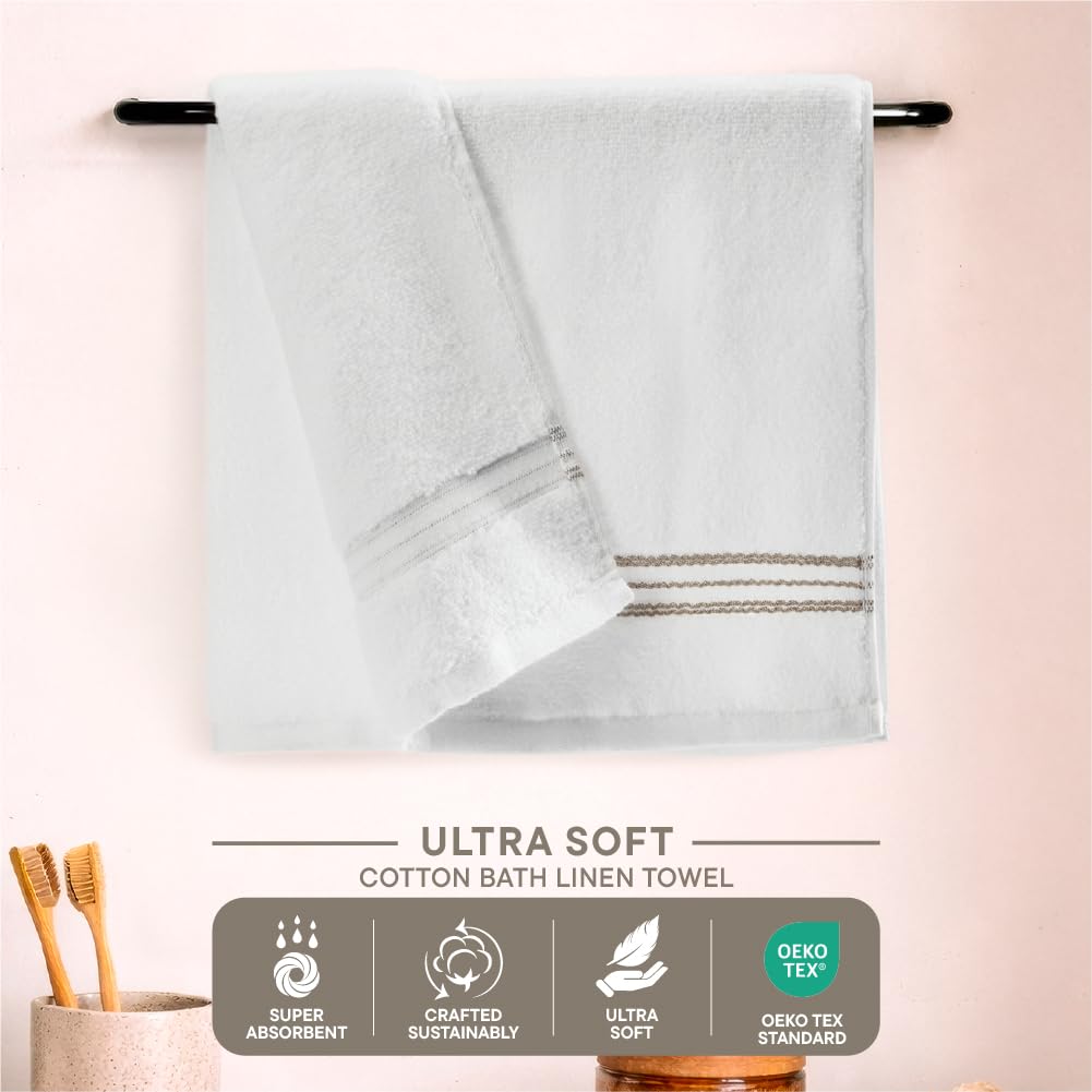 Swift Flow 100% Cotton Hand Towel, 500 GSM, Solid, White