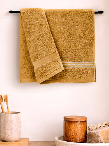 Swift Flow 100% Cotton Hand Towel, 500 GSM, Solid, Gold