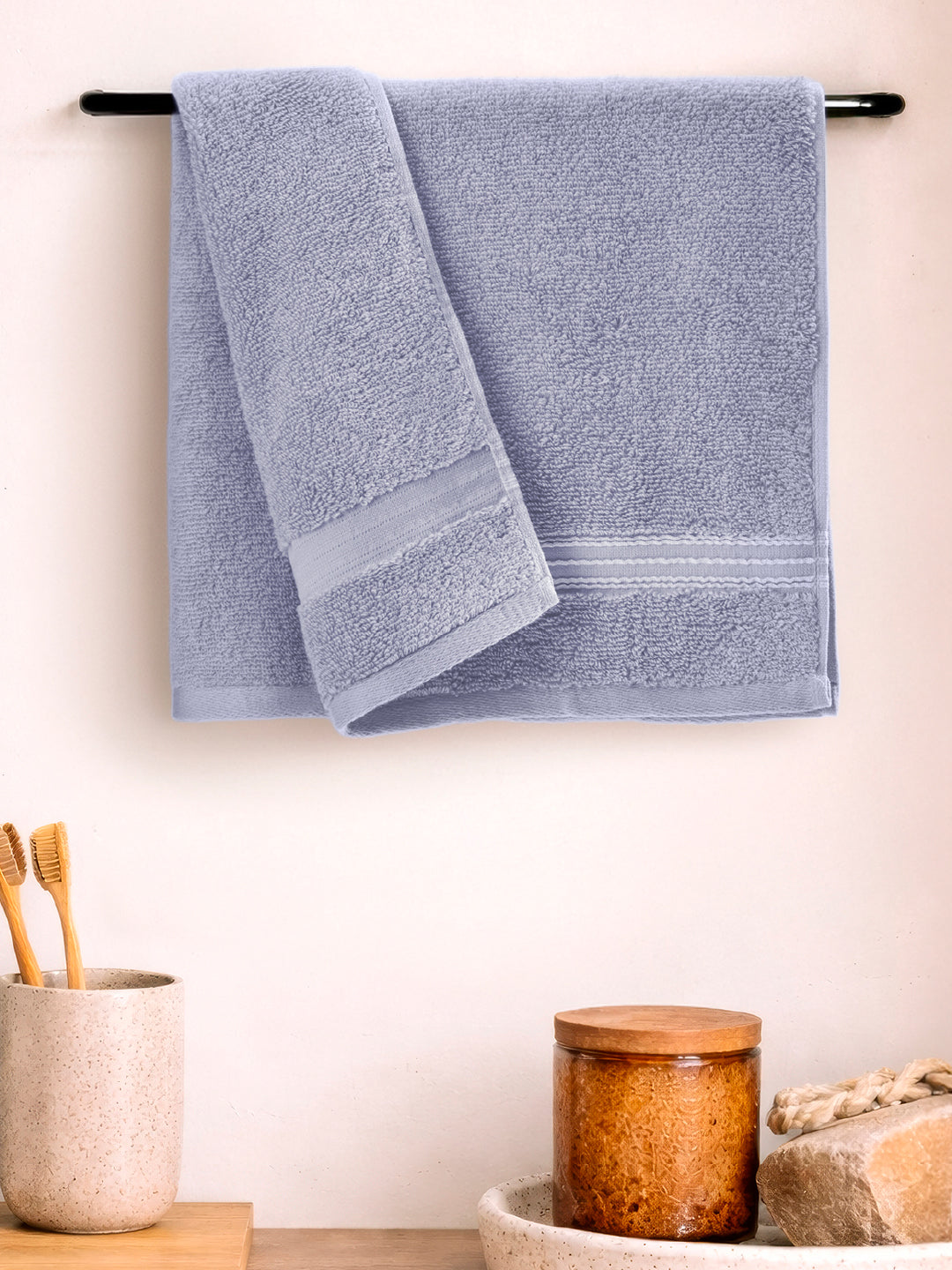 Swift Flow 100% Cotton Hand Towel, 500 GSM, Solid, Light Violet