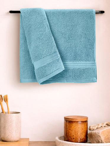 Swift Flow 100% Cotton Hand Towel, 500 GSM, Solid, Light Blue