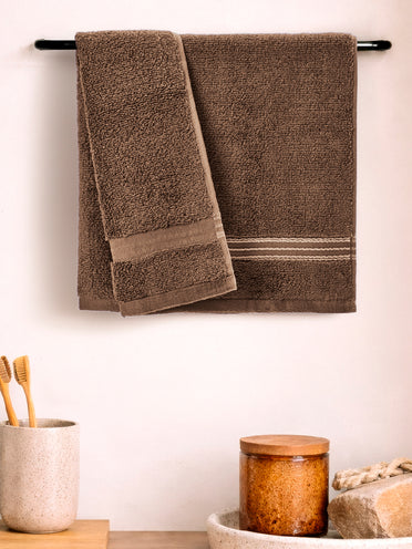 Swift Flow 100% Cotton Hand Towel, 500 GSM, Solid, Dark Brown