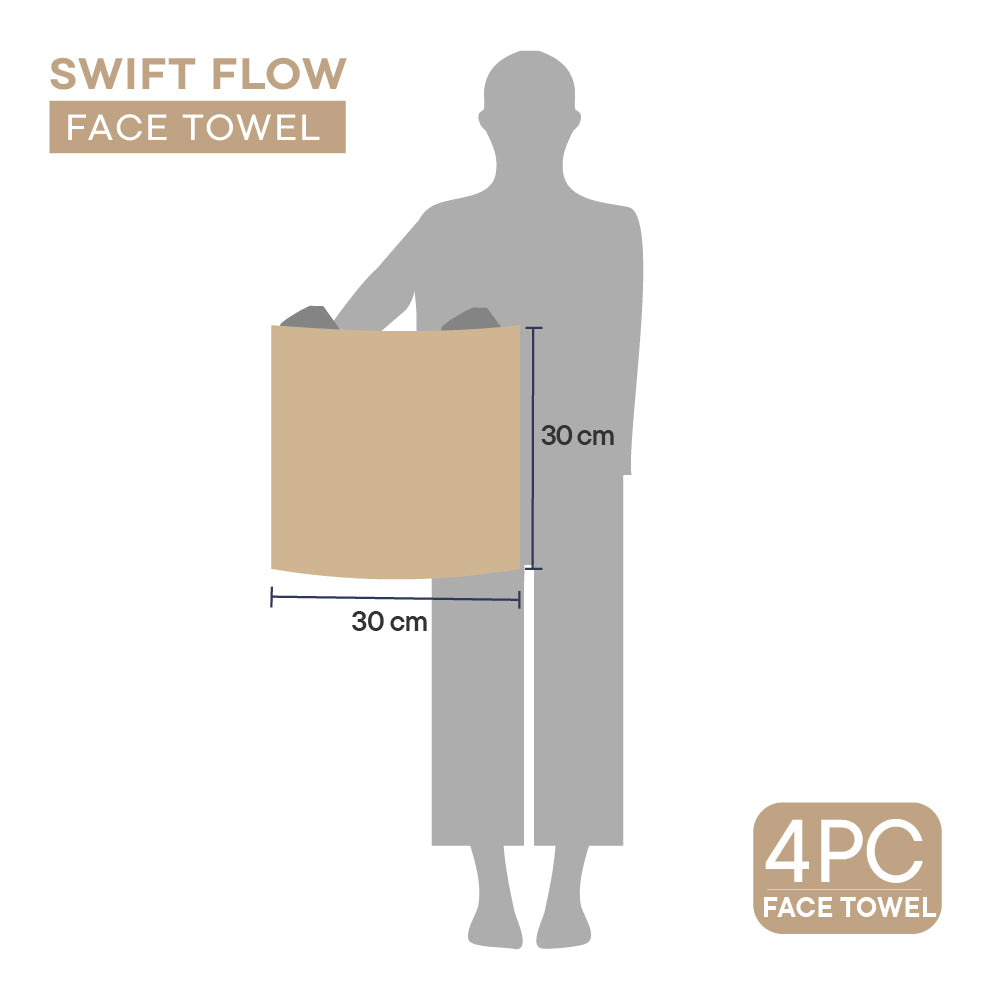 Swift Flow 100% Cotton Face Towel, 500 GSM, Solid, Light Brown
