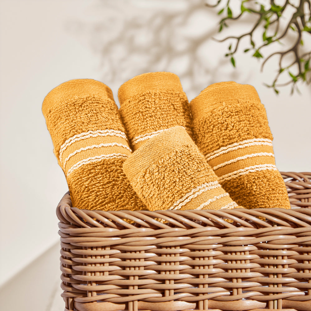 Swift Flow 100% Cotton Face Towel, 500 GSM, Solid, Gold