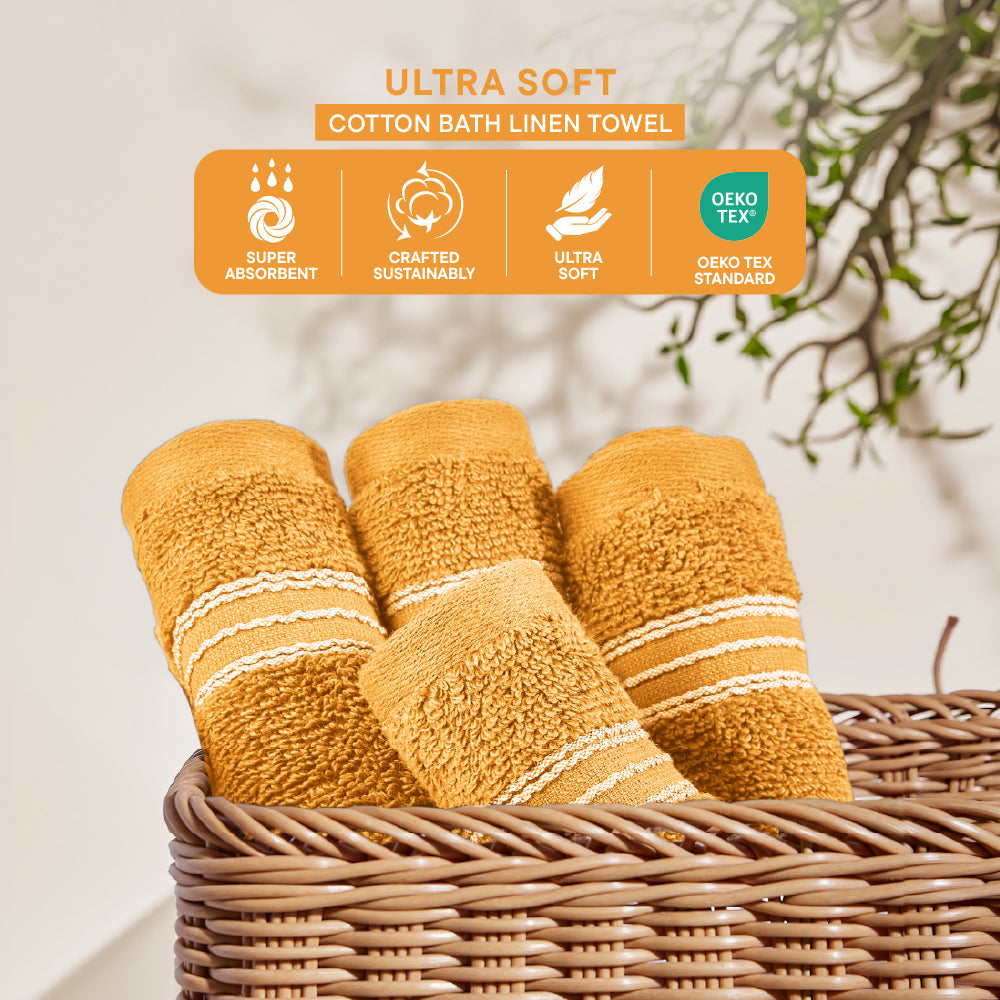 Swift Flow 100% Cotton Face Towel, 500 GSM, Solid, Gold