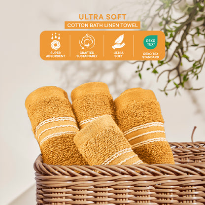 Swift Flow 100% Cotton Face Towel, 500 GSM, Solid, Gold