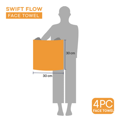 Swift Flow 100% Cotton Face Towel, 500 GSM, Solid, Gold