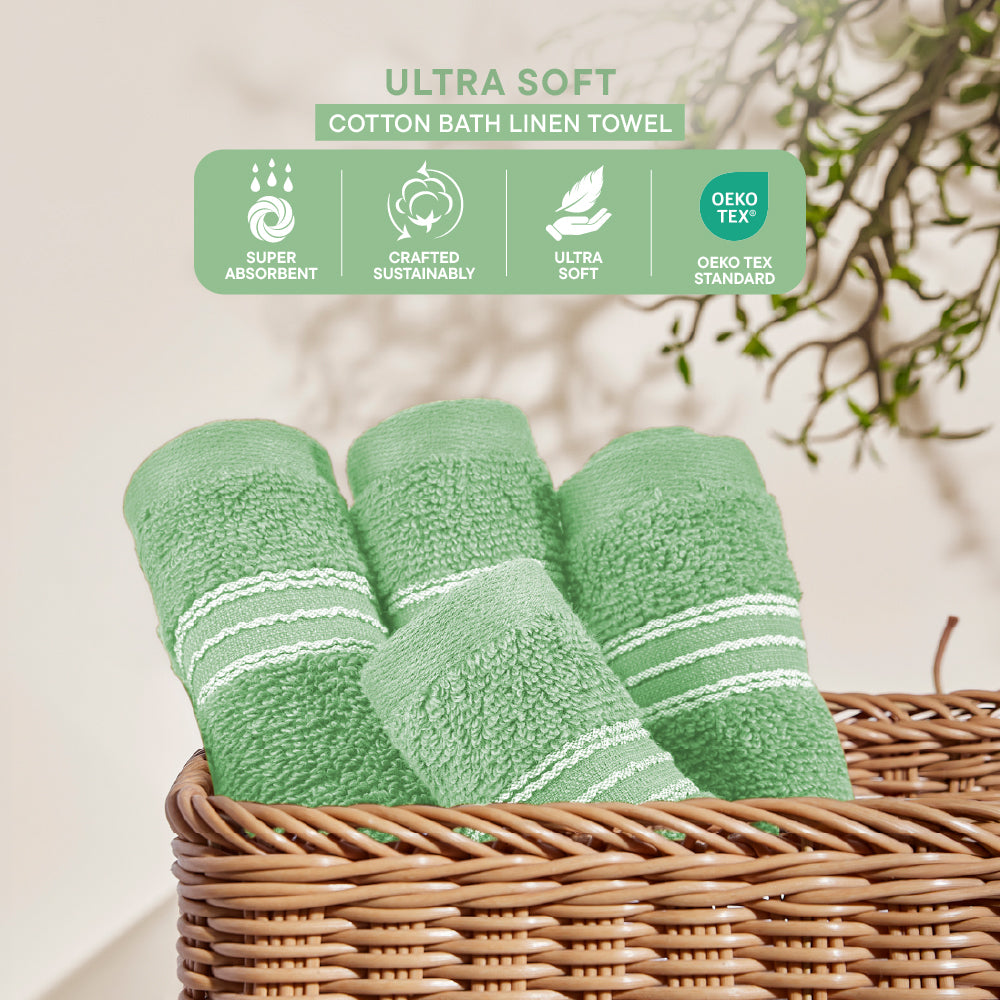 Swift Flow 100% Cotton Face Towel, 500 GSM, Solid, Light Green