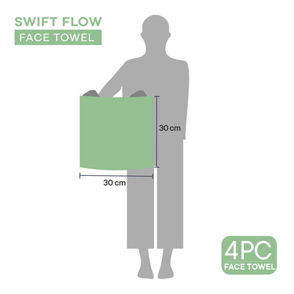 Swift Flow 100% Cotton Face Towel, 500 GSM, Solid, Light Green