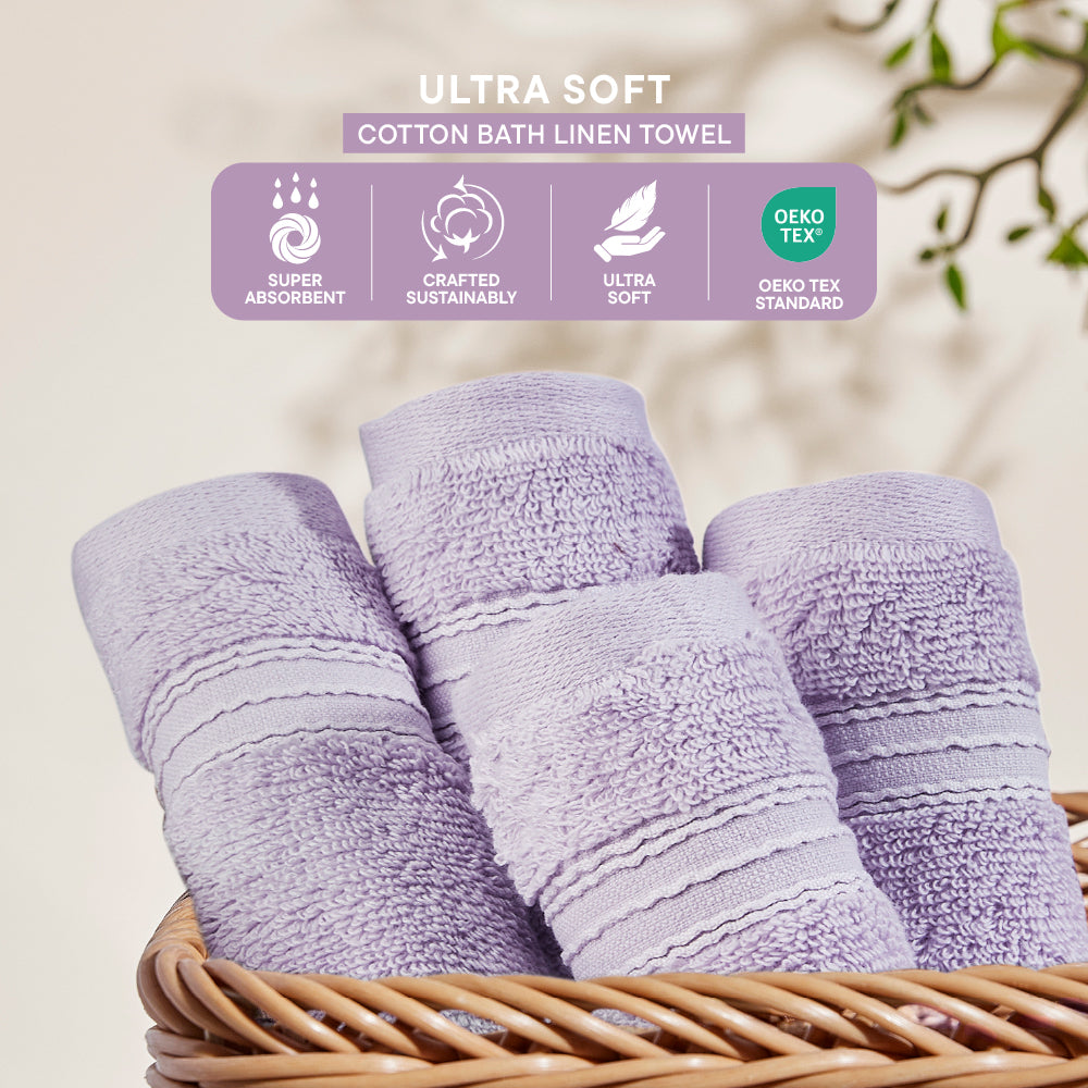 Swift Flow 100% Cotton Face Towel, 500 GSM, Solid, Light Violet