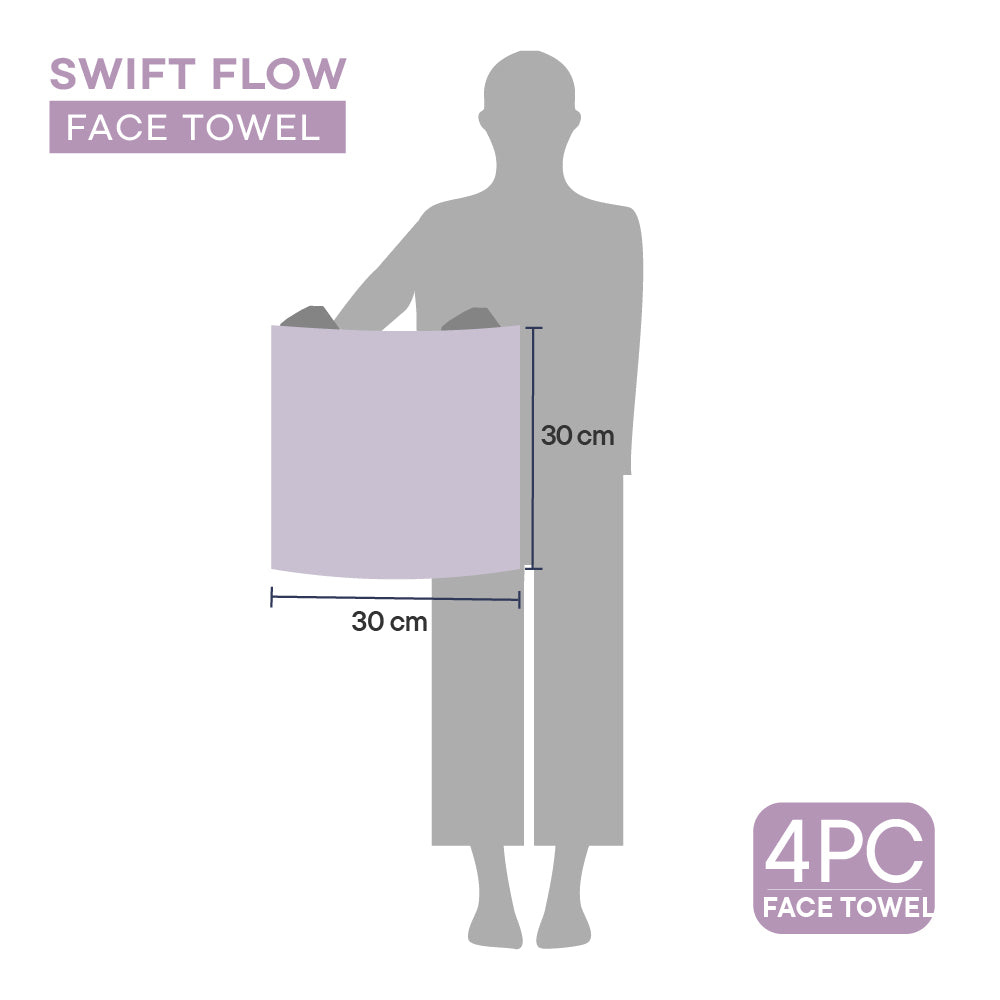 Swift Flow 100% Cotton Face Towel, 500 GSM, Solid, Light Violet