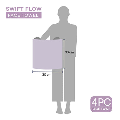 Swift Flow 100% Cotton Face Towel, 500 GSM, Solid, Light Violet