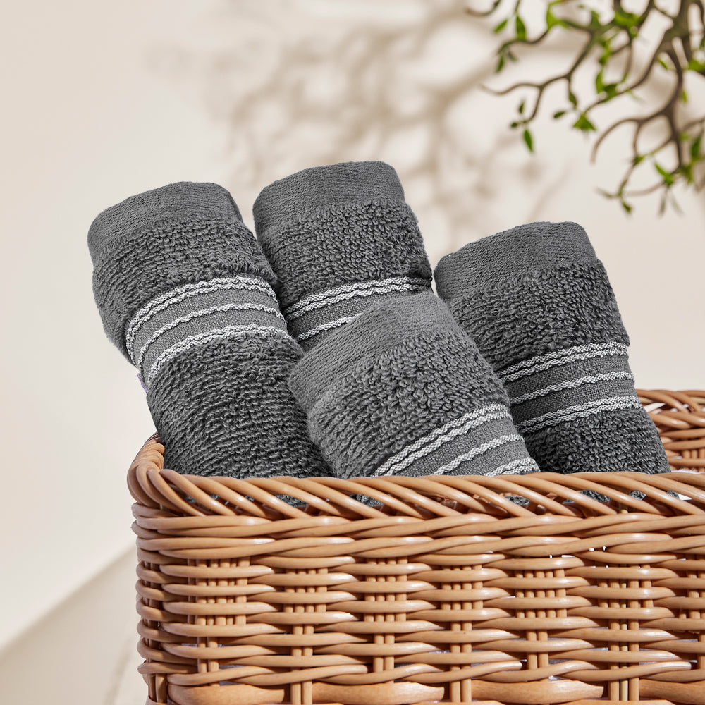 Swift Flow 100% Cotton Face Towel, 500 GSM, Solid, Dark Grey