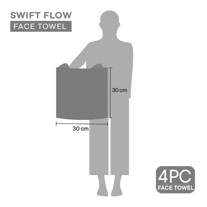 Swift Flow 100% Cotton Face Towel, 500 GSM, Solid, Dark Grey