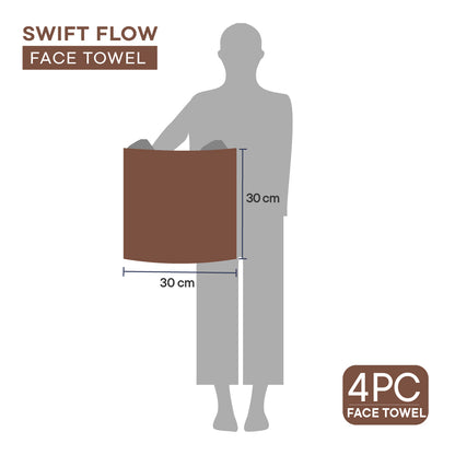 Swift Flow 100% Cotton Face Towel, 500 GSM, Solid, Dark Brown