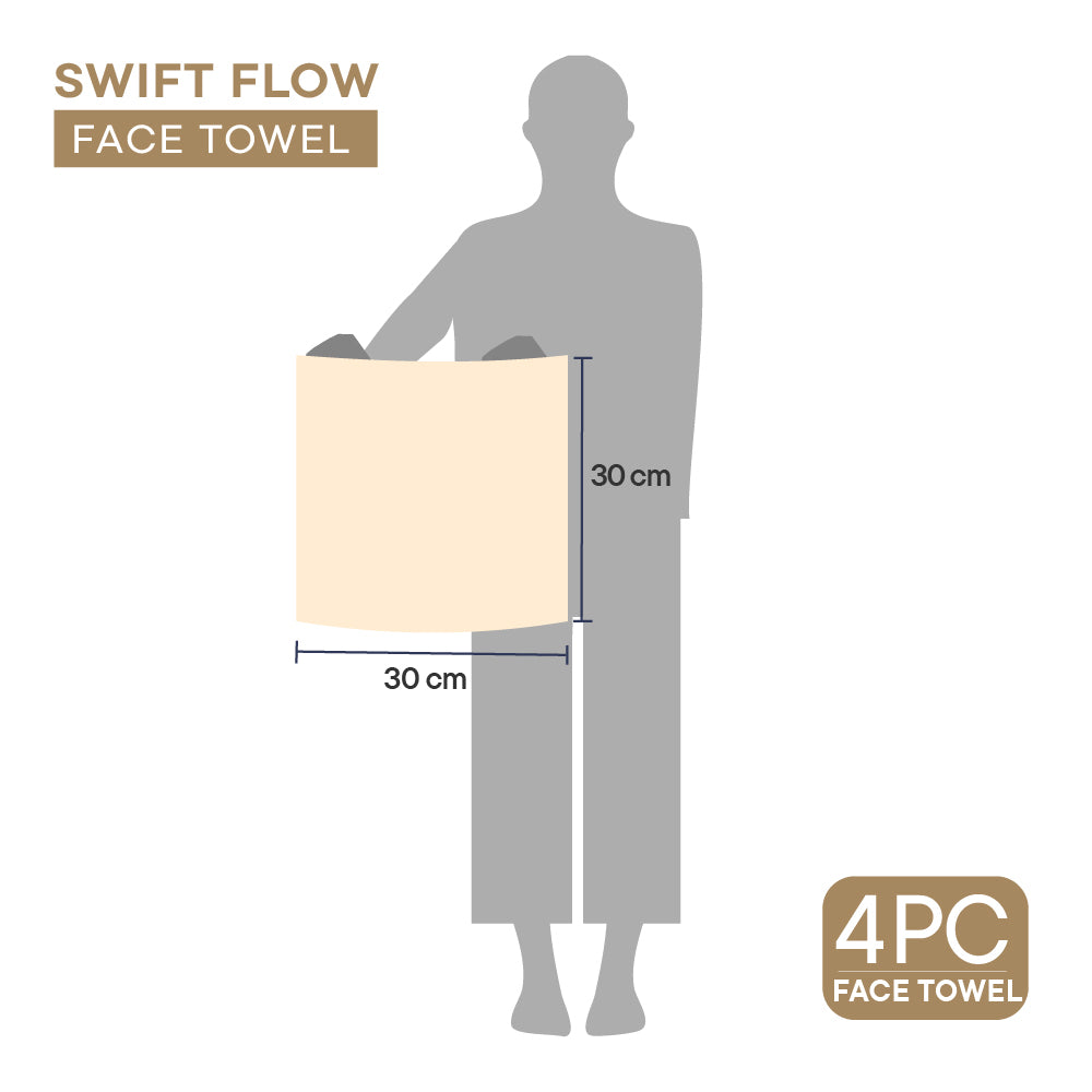 Swift Flow 100% Cotton Face Towel, 500 GSM, Solid, Beige