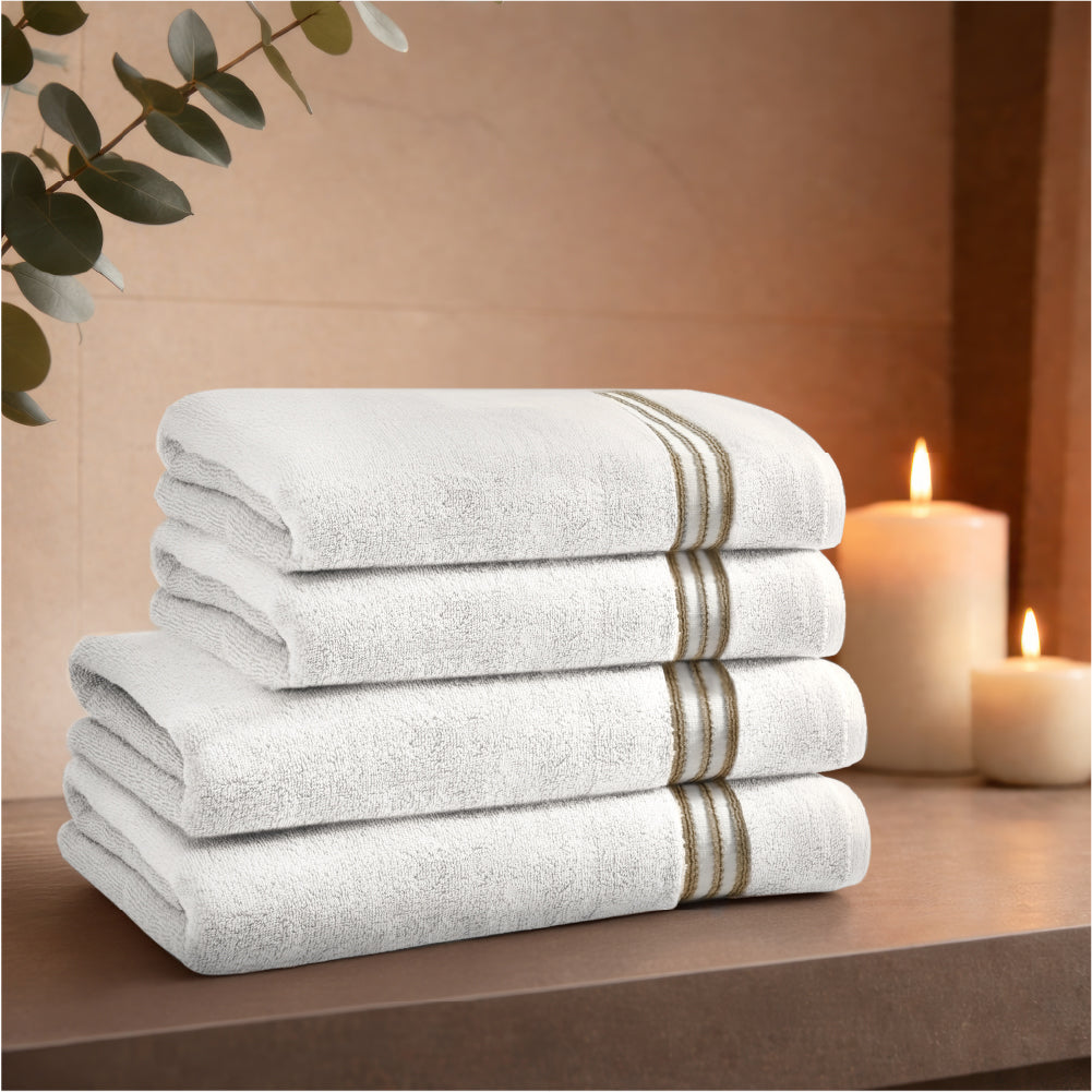 Swift Flow 100% Cotton Large Towel, 500 GSM, Solid, White