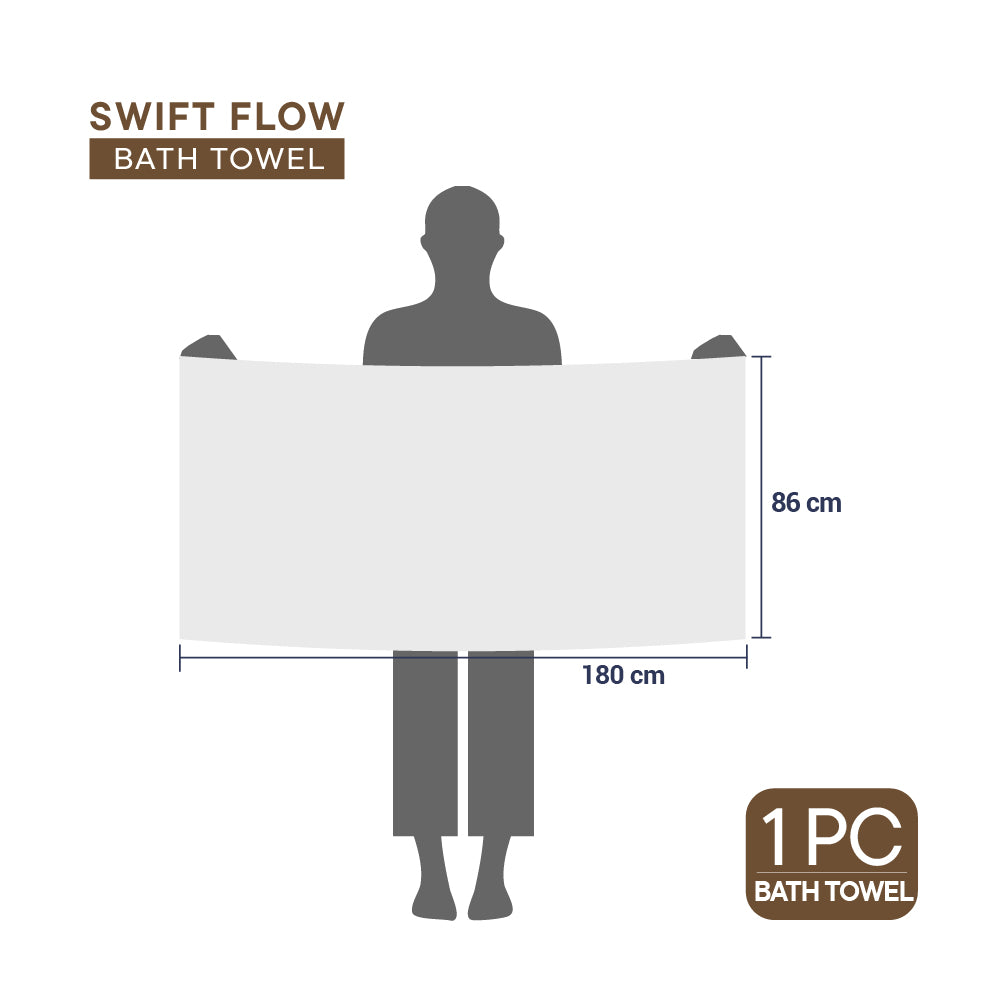 Swift Flow 100% Cotton Large Towel, 500 GSM, Solid, White