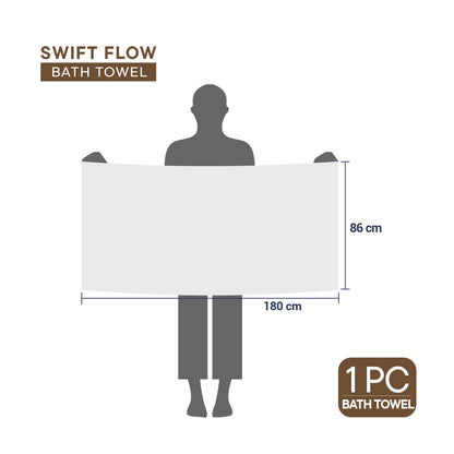 Swift Flow 100% Cotton Large Towel, 500 GSM, Solid, White