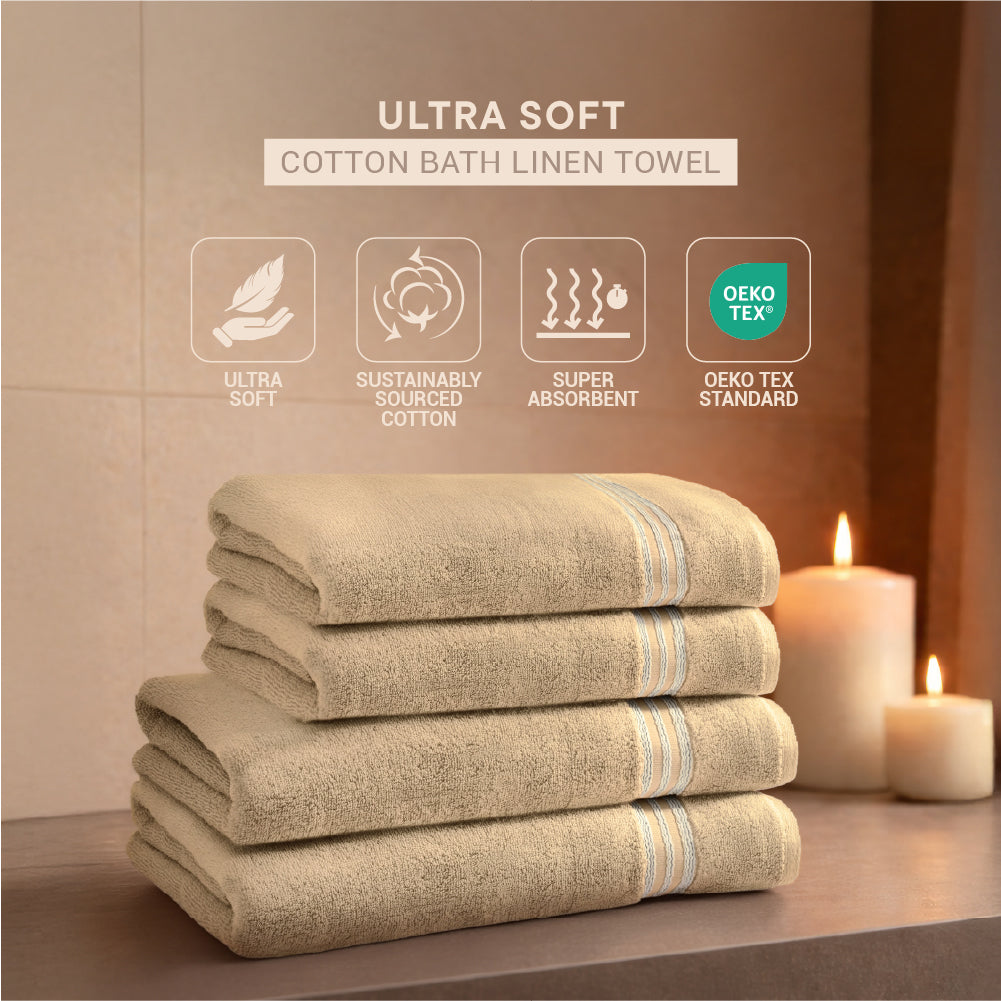Swift Flow 100% Cotton Large Towel, 500 GSM, Solid, Light Brown