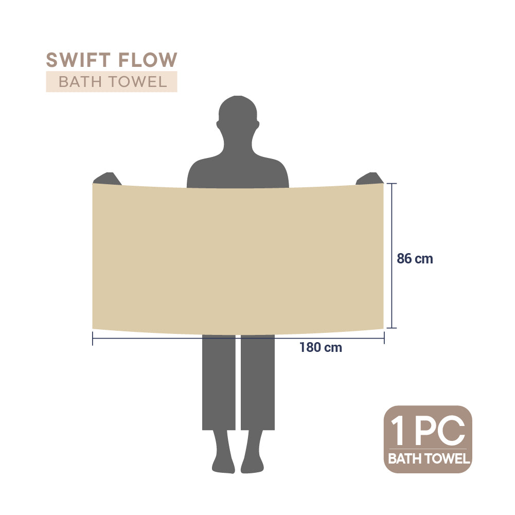 Swift Flow 100% Cotton Large Towel, 500 GSM, Solid, Light Brown
