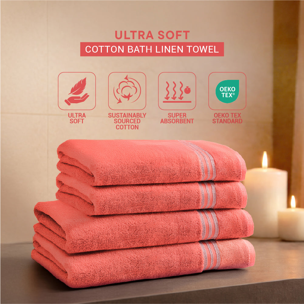 Swift Flow 100% Cotton Large Towel, 500 GSM, Solid, Red