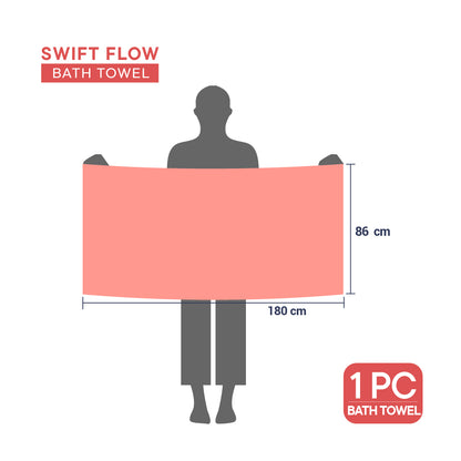 Swift Flow 100% Cotton Large Towel, 500 GSM, Solid, Red