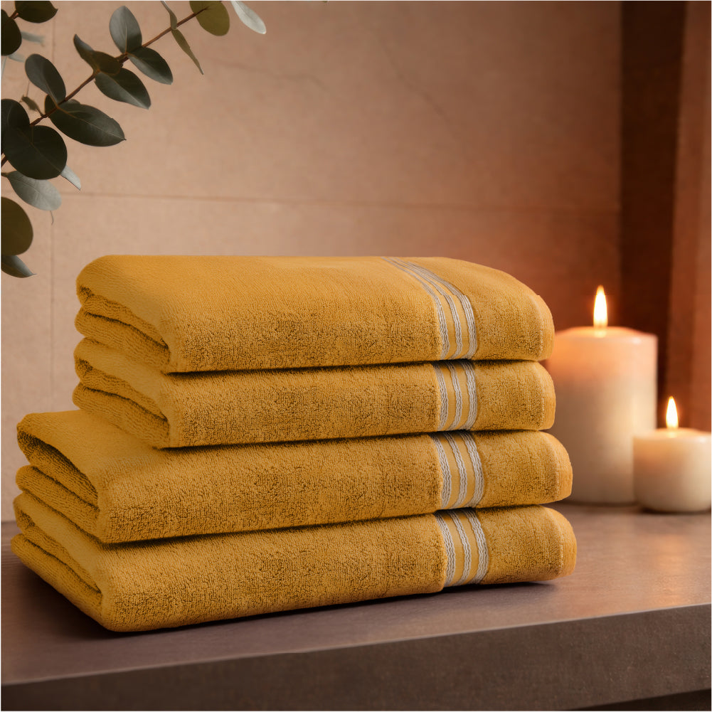 Swift Flow 100% Cotton Large Towel, 500 GSM, Solid, Gold